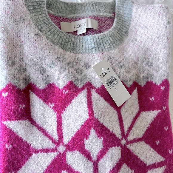 LOFT Crew neck snowflake sweater NWT - Picture 5 of 6